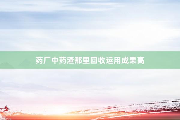 药厂中药渣那里回收运用成果高